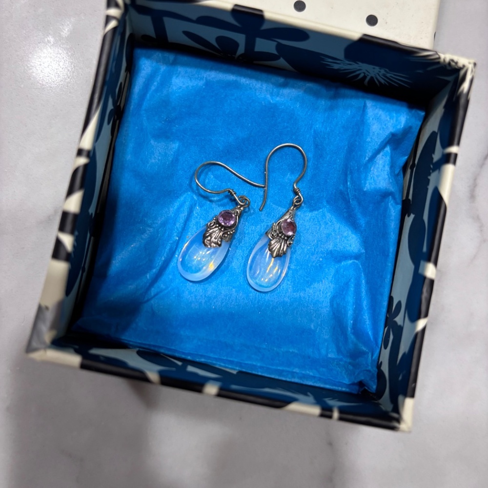 Real Gemstone Drop Earrings - Picture 2 of 5